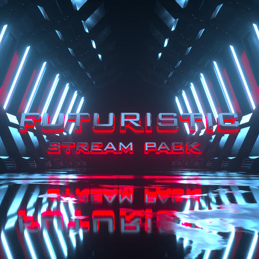 Futuristic Stream Pack. Apex inspired static stream overlays. Neon lights on a reflective surface.