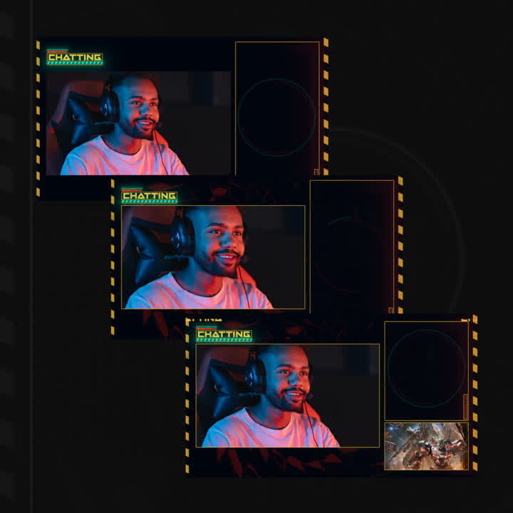 Mech Attack Stream Overlays. High-tech design with caution stripes and dynamic chat frames.