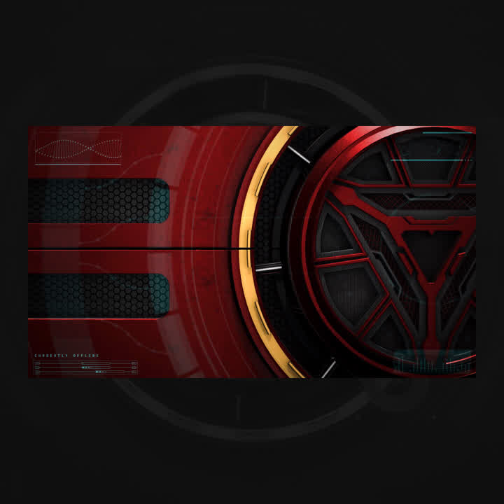 Reactor Static Stream Overlays Package. Red and gold metallic design with tech elements.