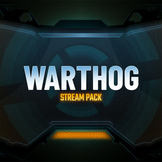 Warthog stream pack overlay with bold text on a dark, futuristic background.