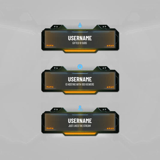 Warthog Static Stream Alerts. Green and orange banner alerts with 'Username' text placeholders.